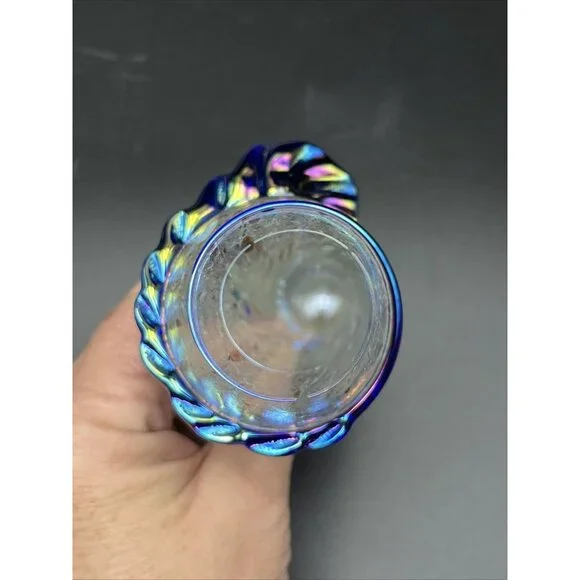 Hand Blown Art Glass Iridescent Oil Slick Plum Bob Teardrop Ornament Sun Catcher - Picture 12 of 14